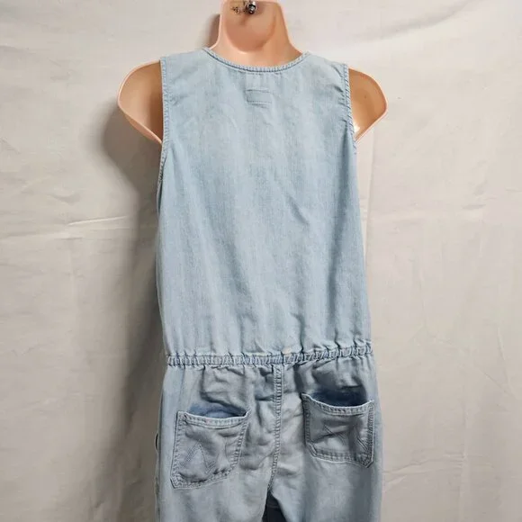 MOTHER Crop The Jumpsuit Sleeveless Light Blue Women Size S - Picture 9 of 16